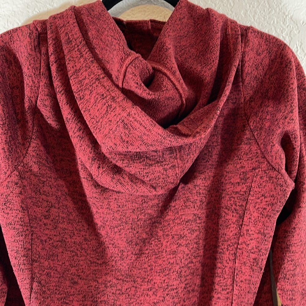 COLUMBIA Sweater Women Large Red Marled Fleece Lined Loop Button Hooded Outdoor - Picture 5 of 10